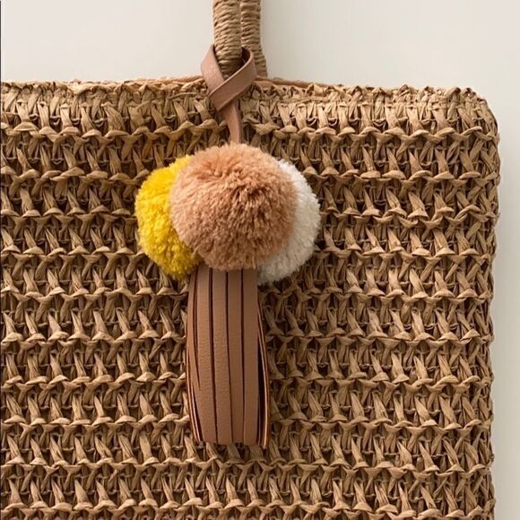 Old Navy Rattan 2-Tone Beach Bag With Tass… - Picture 4 of 8